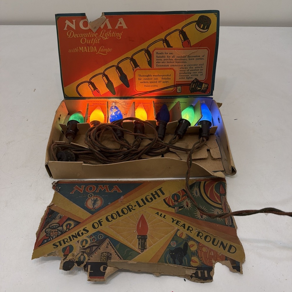 VINTAGE 20's-30's NOMA DECORATIVE LIGHTING OUTFIT MAZDA LAMPS ORIGINAL BOX